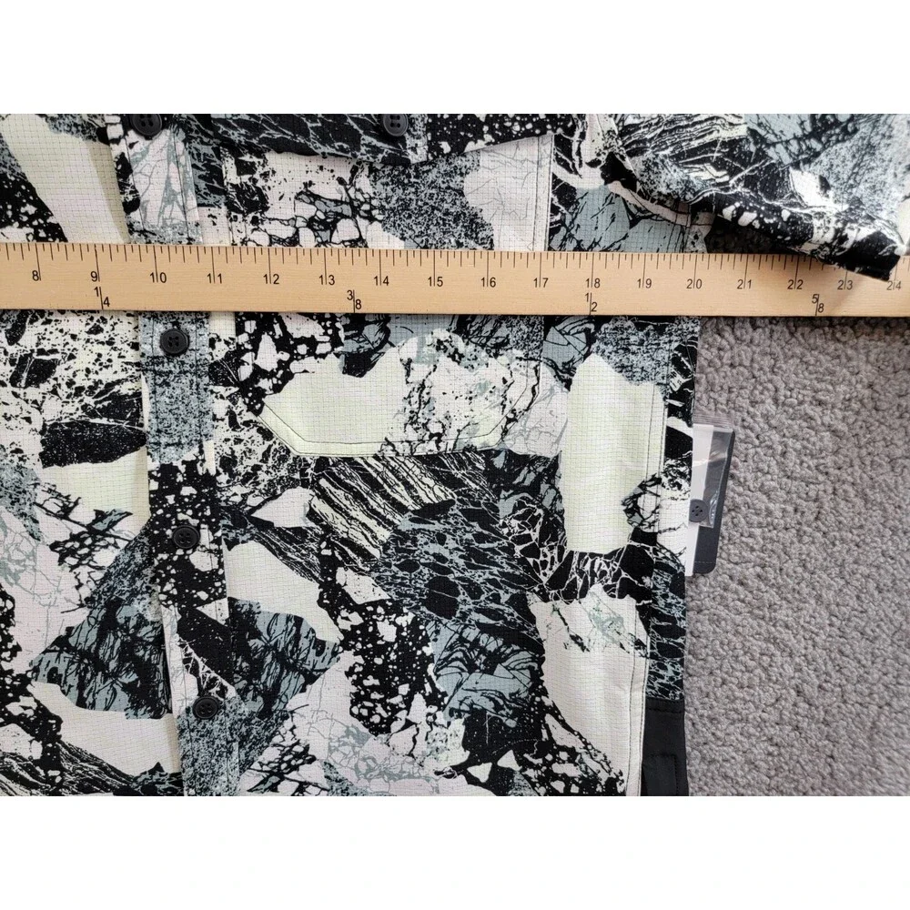 BASS OUTDOOR Trailer A.C. Shirt Men's S Black Beauty/Rock Camo Spread Collar S/S